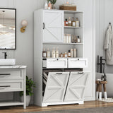 78" Tall Tilt-Out Double Doors Laundry Cabinet Hamper w Hidden Laundry Hamper,Large Pull Out Laundry Room Storage Cabinets,Kitchen Double Tilt Out Trash Cabinet,13X2 Gallon Bathroom Organizers(White) jiteentarou