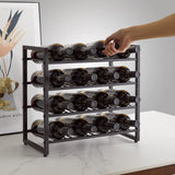 IBUYKE Wine Racks Countertop, 4 Tiers Metal Wine Rack,Wine Rack Freestanding Storage 16 Bottle Capacity, for Home Kitchen, Pantry, Wine Cellar, Bar, Black UTMJ903H IBUYKE