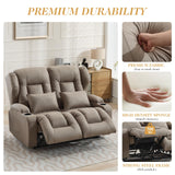 RV Loveseat Recliner Sofa,Reclining Loveseat Sofa Wall Hugger Recliners for Small Spaces, Double Manual Recliner Couches with Cup Holders for Living Room Furniture(Khaki, Loveseat) Generic