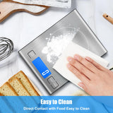 33lb Rechargeable Food Scale, Diyife 304 Stainless Steel Digital Kitchen Scale with 3 Buttons, Weight Grams and Ounces for Baking, Cooking, 5 Units with Tare Function, LCD Display, 2 AAA Batteries Diyife