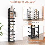 LANTEFUL Tall Narrow Shoe Rack for Entryway, 10-Tier Sturdy Metal Shoe Shelf Storage 10-15 Pairs of Shoes and Boots, Space Saving Corner Shoe Rack Organizer for Closet,Doorway,Garage,Living Room LANTEFUL