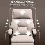 HDHNBA Executive Office Chair Comfortable Desk Chairs with Foot Rest High Back Computer Gaming Chairs Reclining PU Leather Work Chair for Home Office, Beige HDHNBA