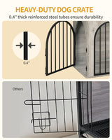 Hzuaneri 39.4'' Dog Crate Furniture, Dog Kennel Indoor Arched Door Design, Wooden Dog Crate Furniture for Small/Medium/Large Dog, Side Table, TV Stand, Anti-Chew, Anti-Escape, Greige Black Hzuaneri