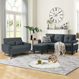 Pingliang Home 2 Piece Comfy Couch Set, 3 Seater & 2-Seater Sofa and Loveseat Set with Ottoman, Modern Sofa Sets for Living Room/Apartment/Office, Dark Grey Pingliang Home