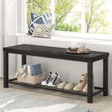 EXCEFUR Entryway Bench, Modern Wood and Metal Storage Bench for Hallway Front Door Entrance, Industrial Indoor Shoe Rack Bench Seat for Bedroom Living Room, 43.3 Inch Black EXCEFUR