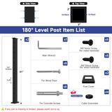 Gyykzz 42" Cable Railing Post 2 Pack, Matte Black Stainless Steel T304 Level Drilled Railing Posts for Cable Railing Kit System, Flat Top Heavy-Duty Deck Post for Indoor Outdoor with Cable Grommets Gyykzz