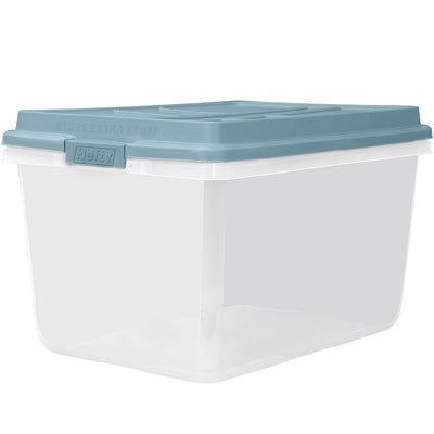 Hefty HI-RISE 72 Qt Large Plastic Storage Bins with Lids, 6 Pack Stackable Containers with Secure Latching Handles, Clear Storage Totes for Garage, Closet, Basement, Clothes and Household Organization