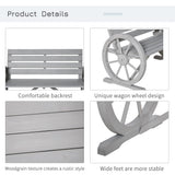 Rustic Charcoal Grey Wooden Wagon Wheel Bench for Outdoor Comfort Outsunny