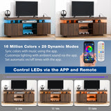HOMMPA LED Lift Top Coffee Table and TV Stand Set of 2,Modern LED Entertainment Center with Power Outlets for up to 65" TV, Coffee Table with Hidden Compartment & 2 Open Shelve Walnut HOMMPA