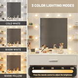 Furmax Vanity Desk with Mirror, LED Lights and Power Outlet Makeup Vanity Table with 7 Drawers and 6 Storage Shelves Dressing Table for Bedroom Dressing Room (White) Furmax