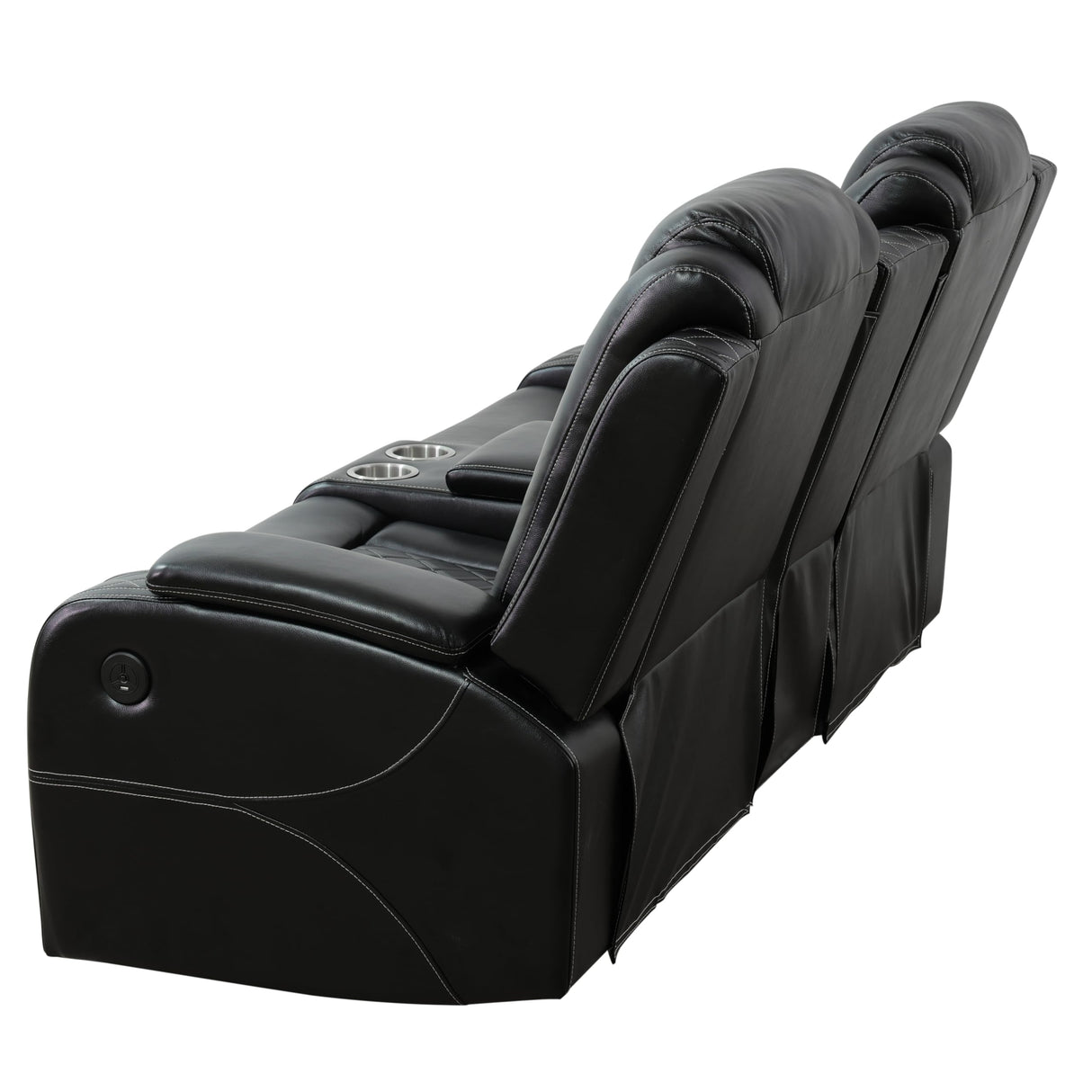 JBXBER Power Recliner Sofa Set for Living Room, Leather Reclining Sofa Sets with Storage Console, Living Room Furniture Sets with LED Lights(Sofa and loveseat,Black) JBXBER