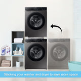 Kiss Core Washer Dryer Stacking Kit 29 inch, Universal Washer and Dryer Stacking Kit with Pull Out Drying Rack, Adjustable 29"/28"/27"/26"/25"/24" Stacking Kit with Ratchet Strap Kiss Core
