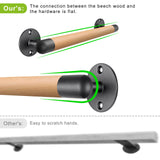 SELEWARE 26 Inch Wood Handrail Stair Handrail Drywall or Concrete Mount Handrail w/Sturdy Metal Base, Barrier-Free Staircase Grab Bar for Elderly, 1.3 Inch Round SELEWARE