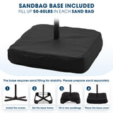 wikiwiki 10FT Solar Patio Offset Umbrella with Base Included, Outdoor Cantilever Umbrella Hanging Umbrellas with Weighted Sandbag Base, Market Patio Umbrella for Backyard, Garden & Deck, Sky Blue wikiwiki