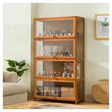 Display Cabinet with Acrylic Doors for Collectibles 4 Tier 3 Tier Small Curio Cabinet Display Case for Figures Wood Storage Cabinet for Bedroom Living Room Playroom Kitchen,Brown,4 Tier_Flip Up Door NENAGGE