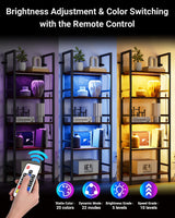 Dunatou 5 Tier Tall LED Book Shelf, 6FT Tall Standing Shelves with RGB Lights, 24'' Wide Lighted Wood Book Shelf 70 Inch Tall, Dimmable Light Up Wooden Bookcase for Bedroom Living Room Office Dunatou