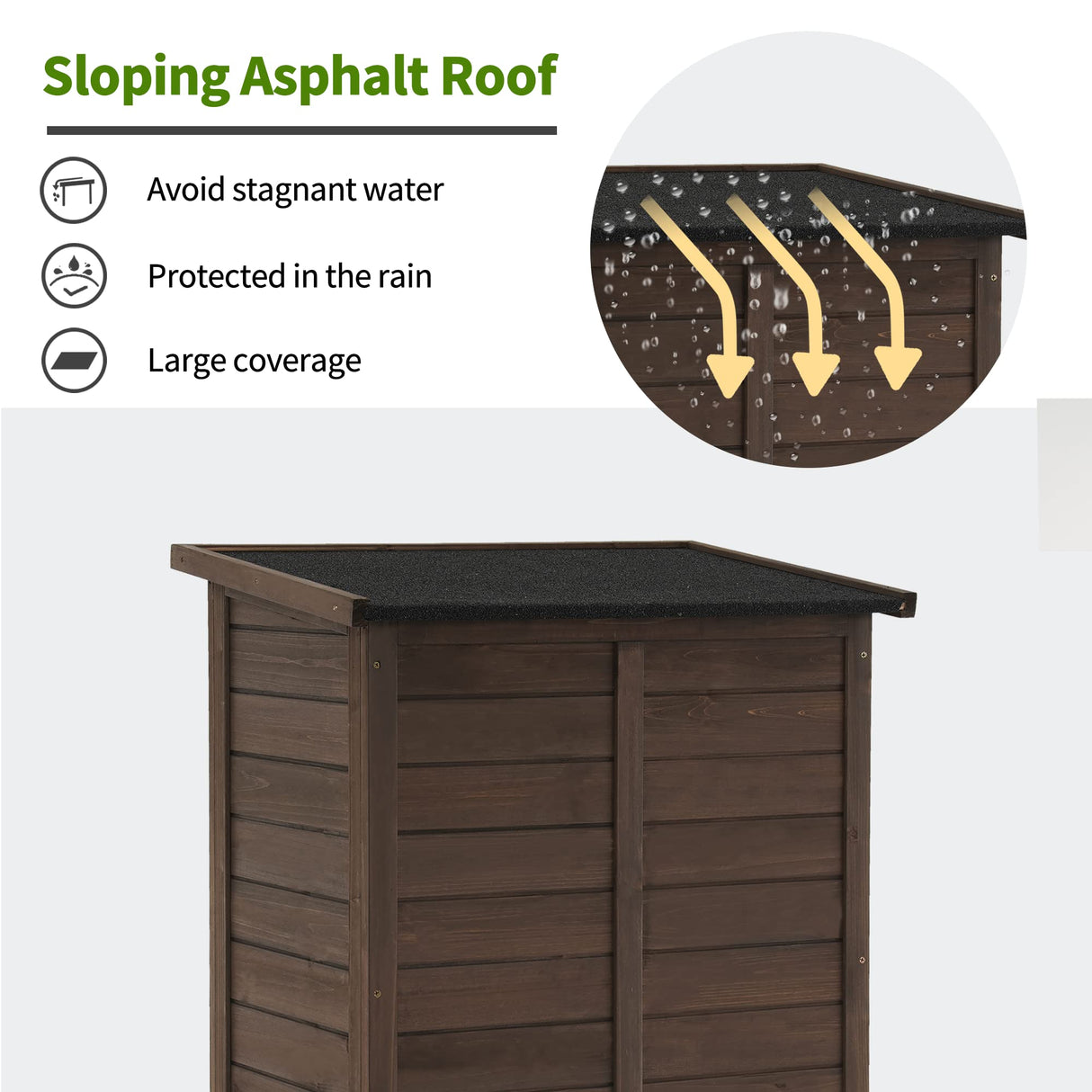 MCombo Outdoor Wood Storage Cabinet, Small Size Garden Wooden Tool Shed with Double Doors, Outside Tools Cabinet for Backyard (24.6”x 18.3”x38.2”) 0985 (Brown) MCombo