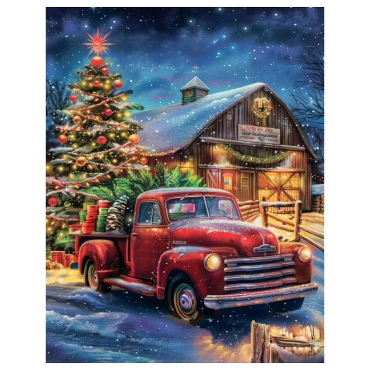 Christmas Diamond Painting Kits for Adults Red Truck Diamond Art Kits for Adults DIY 5D Diamond Painting Kits for Beginners Home Wall Decor 12x16inch Mandun