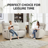 INZOY Manual Recliner Sofa Furniture Set for Living Room, Included Chenille Nursing Chairs Swivel Glider Recliners, Wall-Hugger 2 Seat Reclining Loveseat, Double Reclining Sofa Couch, Beige, 1+2 INZOY