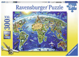 Ravensburger World Landmarks Map | 300-Piece Educational Jigsaw Puzzle for Kids | Unique Pieces | FSC Certified Materials Ravensburger