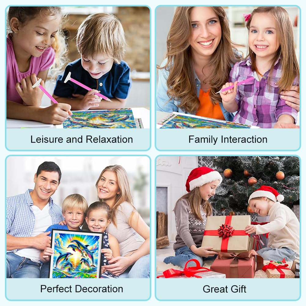 WSLWXSHM Diamond Painting Kits for Adults Dolphin, Round Full Drill Diamond Art Kits, 5D DIY Paint with Diamonds Crafts for Home Wall Decoration Gifts 12×12Inch, Marine Life WSLWXSHM