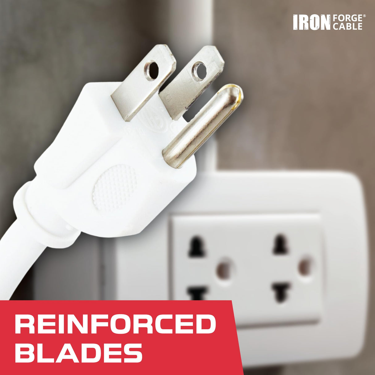 Iron Forge Cable 3 Outlet White Extension Cord 75 ft, 16/3 SJTW Indoor & Outdoor Heavy Duty 3 Prong Extension Cord with Multiple Outlets, Weatherproof Power Cable for Outside, Lawn, Home & Office IRON FORGE CABLE