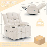 Korser 360° Swivel Rocker Recliner for Adults, Nursery Glider Recliner with Massage and Heating, Rocking Chair with Cup Holder, Manual Recliner Chair for Living Room, Bedroom (Fabric, Beige) Korser