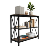 Lavish Home 3-Tier Industrial Bookshelf - Freestanding Open Bookcase for Home or Office Organization and Storage - Book Organizer (Brown Woodgrain) Lavish Home