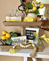 Felt Creative Home Goods Rustic Wood Two Tiered Tray Rectangle 2 Tier Serving Tray for Coffee Bar, Kitchen Counter, Dining Room Table, Cupcake Stand, Holiday and Farmhouse Decor (Rustic Brown) Felt Creative Home Goods