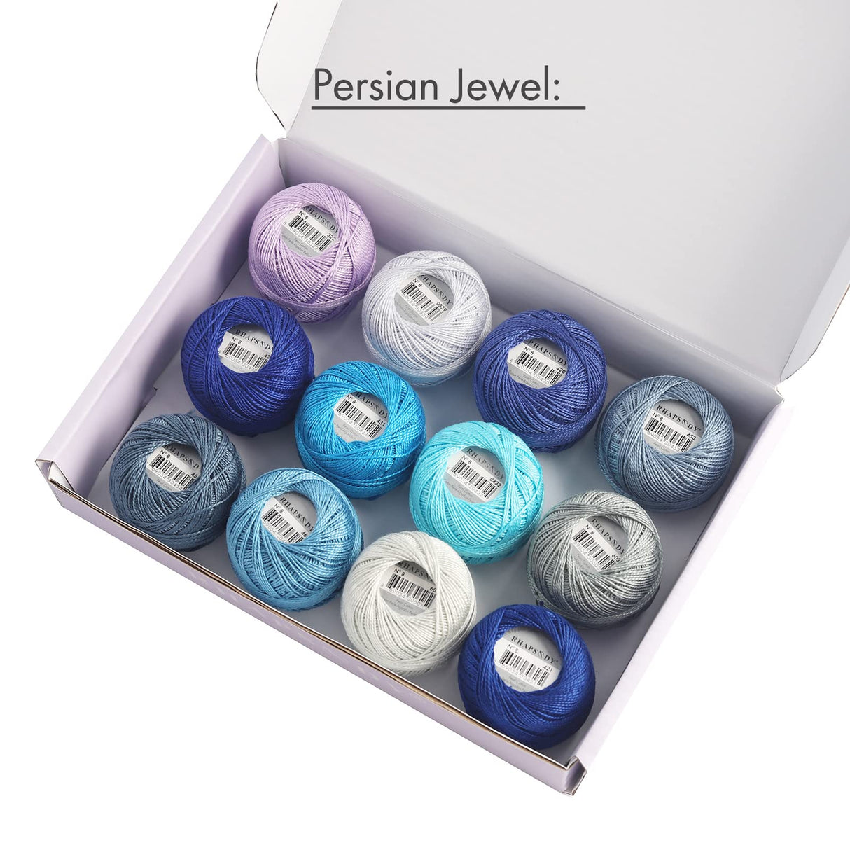Rhapsody Pearl Cotton Thread Size 8 Crochet Thread Perle 12 Balls Set Hand Knitting, Embroidery, Sashiko, Cross-Stitch, Sewing, Needlepoint, DIY, Quilting (Set Persian Jewel) RHAPSODY