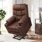 Esright Power Lift Recliner for Elderly, Electric Lift Chair with Heated Vibration Massage,Heavy Duty Electric Recliner with Side Pockets, USB Charge Port & Cup Holders, Brown Esright