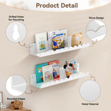 Gattlukd Nursery Book Shelves, 17 Inch White Metal Floating Shelves for Wall 4 Pack, Wall Mounted Book Shelf for Kids Room, Bedroom, Bathroom, Playroom Decor Gattlukd