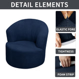SFYZHMME Jacquard Swivel Barrel Chair Cover, Soft Polar Fleece Swivel Accent Chair Slipcover,Modern Barrel Chair Slipcover for Round Club Armchair (Navy) SFYZHMME
