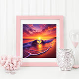 NWQZBYHT Beach Sunset 5D Diamond Painting Kits for Adults,Heart Diamond Art Kits for Adults,Round Full Drill Gem Art Kits for Beginner,DIY Diamond Dots Picture Crafts Home Wall Decor 13.78x13.78 Inch NWQZBYHT
