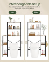CHOEZON Over The Toilet Storage, 6-Tier Bathroom Organizer Shelf, Over-Toilet Storage Cabinet with Toilet Paper Hook, Space Saving, for Bathroom, Laundry, Entryway, Rustic Brown and Black TTS02BF CHOEZON