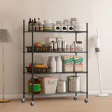 Vioranex Heavy Duty Storage Rack Metal Shelving Unit with Wheels, 4-Tier Adjustable Wire Rack Metal Shelves for Garage, Pantry, Kitchen, 59" W x 19.5" D x 62.3" H Vioranex
