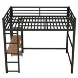 Kamsly FAVSH Full Size Metal Loft Bed Frame with Built-in Desk and Storage Shelves,Multifunctional Bedroom Bed W/Ladder, Full-Length Guardrails,for Kids,Boys,Girls,Black Kamsly