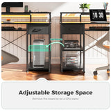 AODK Gaming Desk with LED Lights & Power Outlet, 48 Inch Computer Desk with Keyboard Tray, Office Desk with Drawer, Reversible Desk with Adjustable Monitor Shelf and Storage Shelf, Black AODK