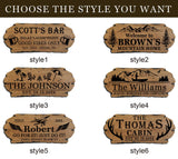 Personalized Cabin Sign - Rustic Wood Welcome Sign for Outdoor & Home Wall Decor - Customizable Farmhouse Decor, Backyard Sign & 3D Carving Wood Sign.3D carved decorative wooden plaques. EXUNART