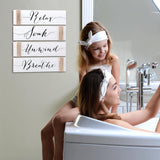 4 Pieces Farmhouse Bathroom Decor Wall Art Bathroom Sign Rustic Bathroom Decor Relax Soak Unwind Breathe Wood Sign for Home Spa Bathroom Decor, 11.8 x 3 Inch (White) Jetec