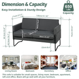 STHOUYN 51” Small Loveseat Sofa for Small Spaces, Comfy Grey Couch with 2 USB Ports, Modern 2 Person Sofa Loveseats for Living Room Bedroom, Mini Teen Office Couch (Dark Grey) STHOUYN