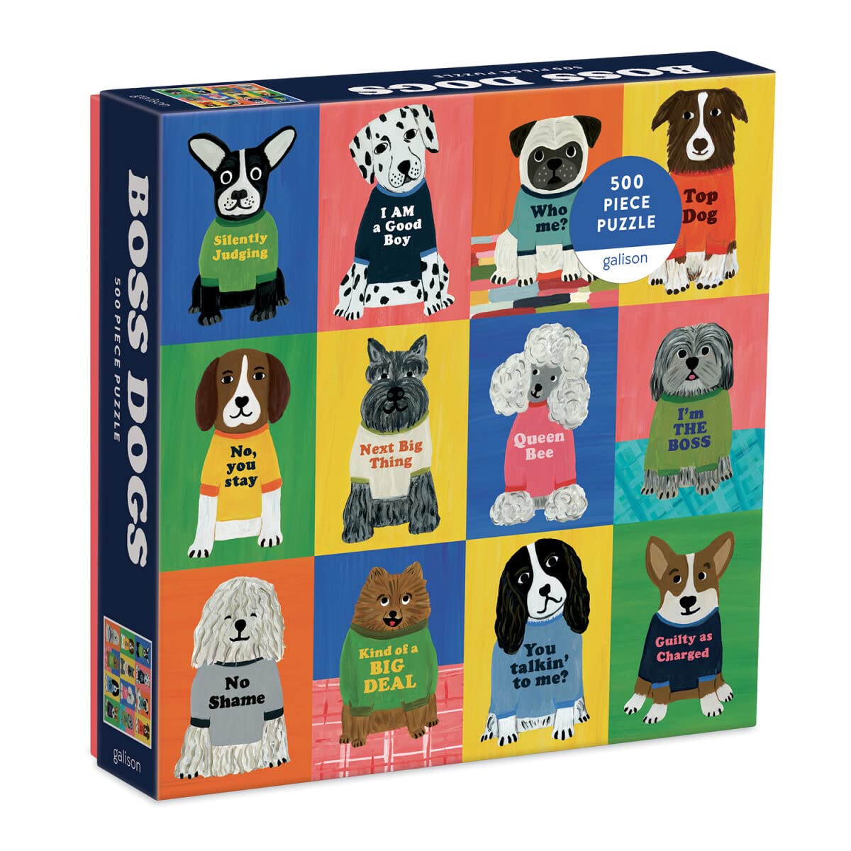 Galison Boss Dogs 500 Piece Family Puzzle from Galison - Featuring Bright and Colorful Illustrations, Perfect for The Whole Family to Enjoy Together, 20" x 20", Unique Gift Idea Galison