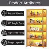 5-Tier Display Cabinet with Acrylic Doors, 67.5" Transparent Curio Display Case for Figures, Collectibles Toy Organizers Rack & Display Shelf, Kids Bookcase for Home, Office, Playroom, Living Room IHGSSKD
