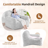 Spacocld Giant Bean Bag Chair for Adults - Large Bean Bag Couch with Armrests, Bean Bag Sofa Stuffed High-Density Foam, Plush Lazy Sofa Comfy Chair, BeanBag Couch for Bedroom, Living Room (Light Grey) Spacocld