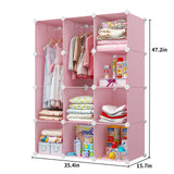 VIPZONE Baby Dresser, Kids Closet Organizers, Portable Kids Wardrobe for Closet, Bedroom, Nursery, Cubby, Cabinet, Clothes, Dress, Baby Storage Shelf, Armoire Clothes Hanging (12 Cube, Pink) VIPZONE