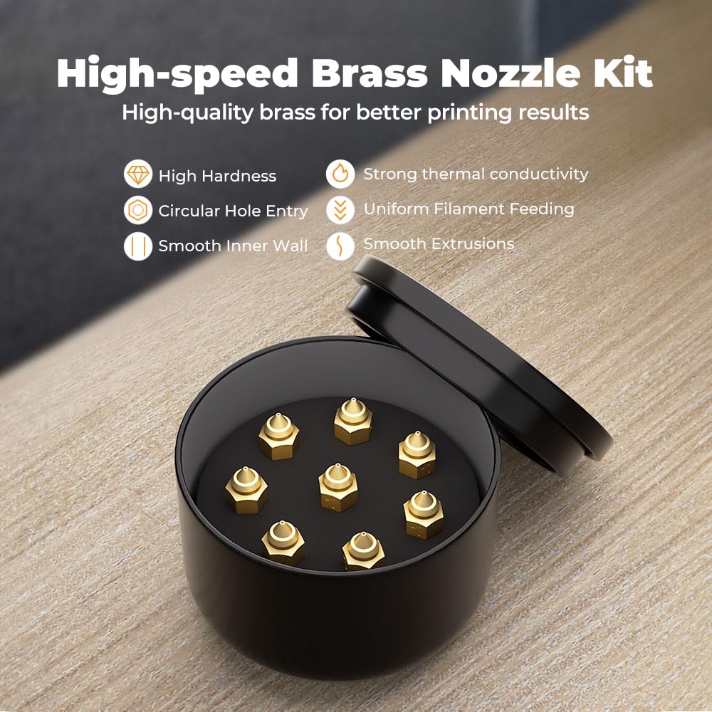 Creality Official Ender 3 V3 SE Nozzles, 8PCS High-Speed Brass Nozzles 0.25/0.4/0.6/0.8mm 3D Printer Nozzles 300℃ High Temperature Resistance M6 Hotend Extruder Nozzle for Ender 5 S1/Ender 7 - WoodArtSupply