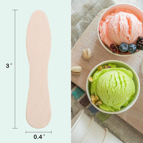 YANPROG Mini Wooden Spoons Small Tasting Spoons 3" Ice Cream Spoons 100Pcs, Natural Birch Biodegradable Compostable Wooden Cutlery for Parties, Weddings, Camping YANPROG