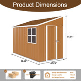 8 x 4 FT Outdoor Lean to Storage Shed, Metal Garden Tool Shed with Slooping Roof, Lockable Doors and Windows, All-Weather Weatherproof Blike shed for Garden, Patio, Lawn, Yellow LINKHOO