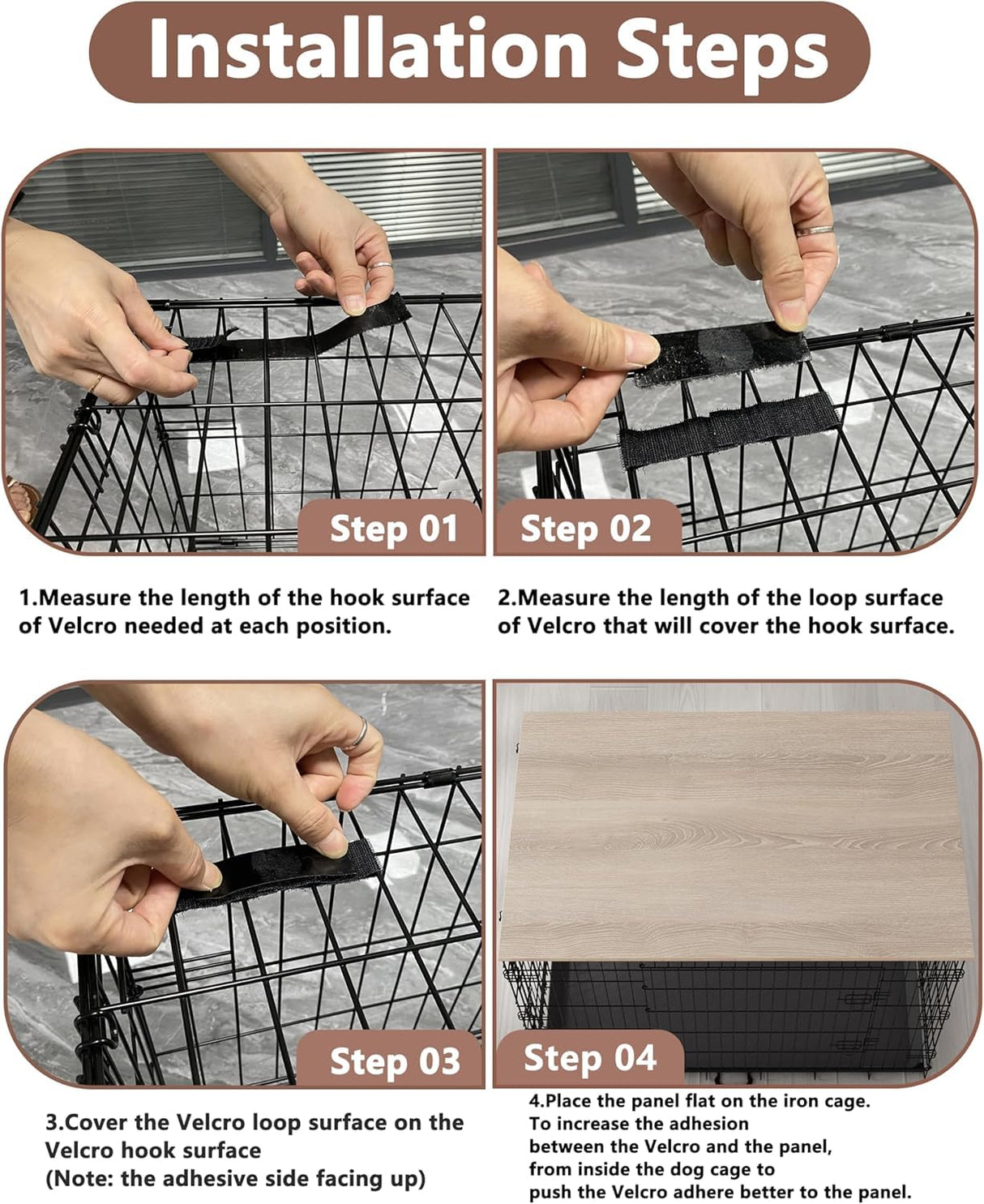 Piskyet Dog Crate Topper Wood Countertop for 48 42 36 30 24 inch Dog Cage, Dog Crate Cover,Dog Kennel Topper(Crate Not Include) (White, for 48 Inch Crate) Piskyet