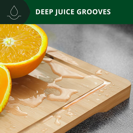 ROYAL CRAFT WOOD Bamboo Cutting Board with Juice Groove - Kitchen Chopping Board for Meat Cheese and Vegetables, Heavy Duty Serving Tray w/Handles (Large,10 x 15") ROYAL CRAFT WOOD